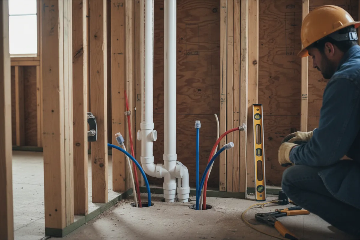 Drain and supply rough-in during Drain Cleaning in Winnetka
